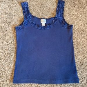 Chico’s size 0 blue tank top with lace